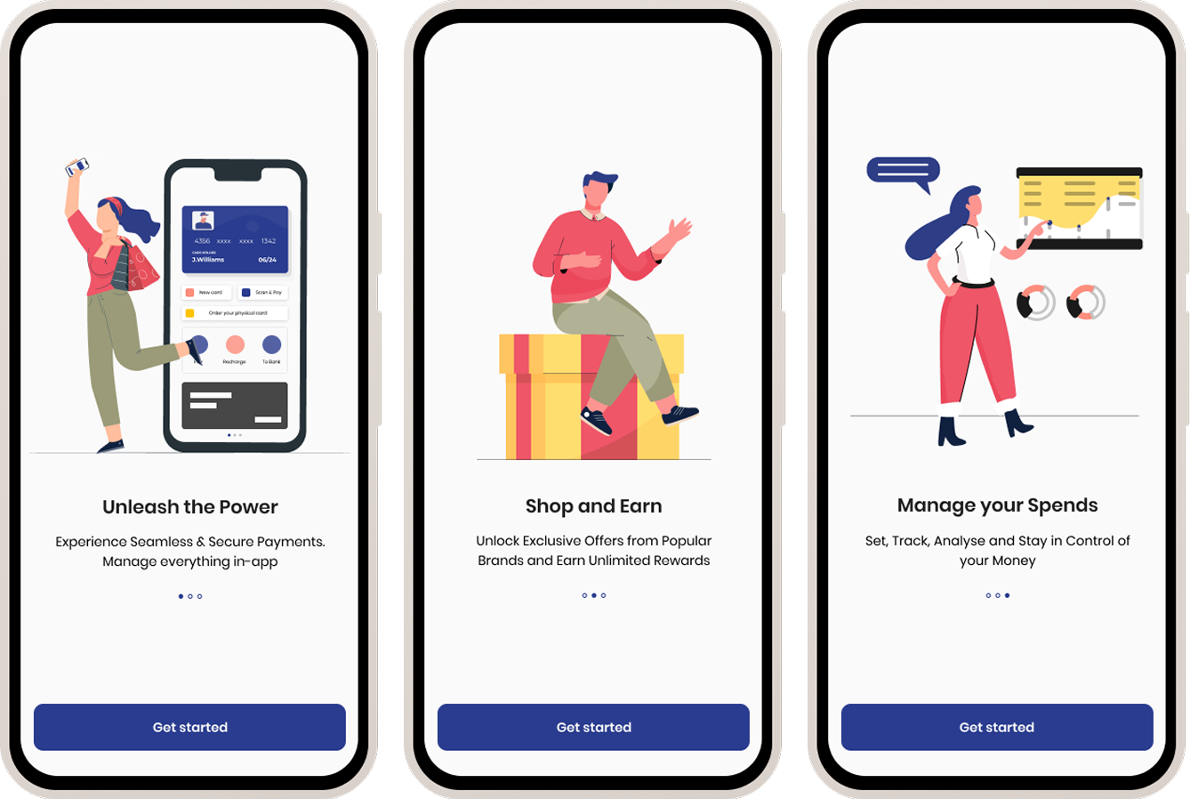 OmniCard onboarding screens
